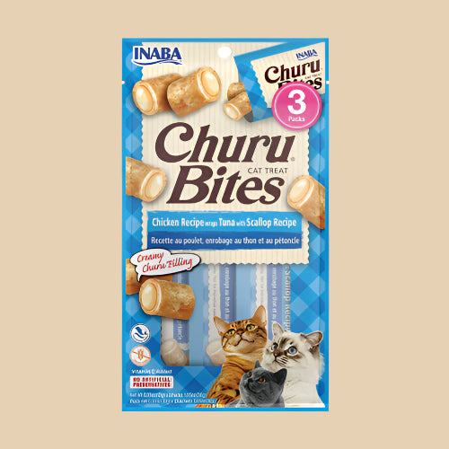 Inaba Churu Bites 3pk (cats) - Chicken, Tuna with Scallop
